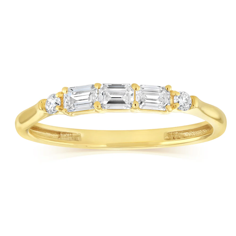 Luminesce Lab Grown 1/3 Carat Diamond Emerald Fancy Ring in 9ct Yellow Gold