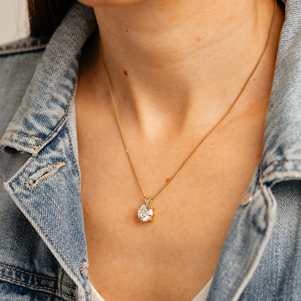 Luminesce Lab Grown 3 Carat Diamond Solitaire Pendant in 9ct Yellow Gold - Image 3