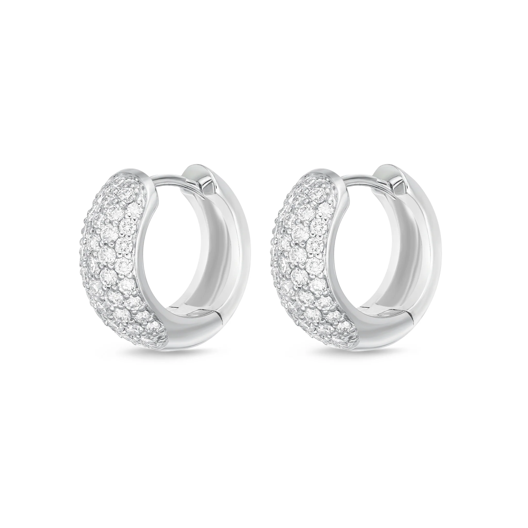 Memoire 18ct White Gold 0.80 Carat Diamond Pave Huggies 13x13mm