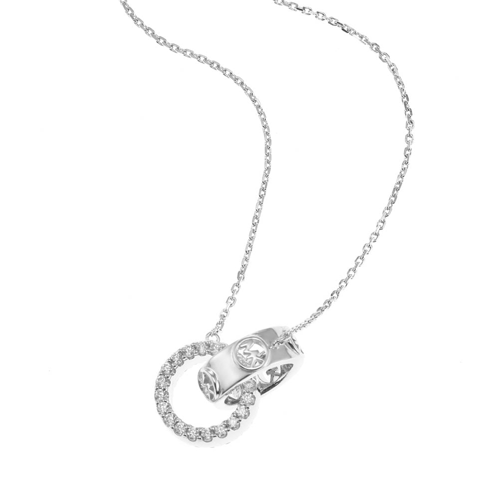 Michael Kors Sterling Silver Premium Interlocking Circle Pendant with Chain - Image 3