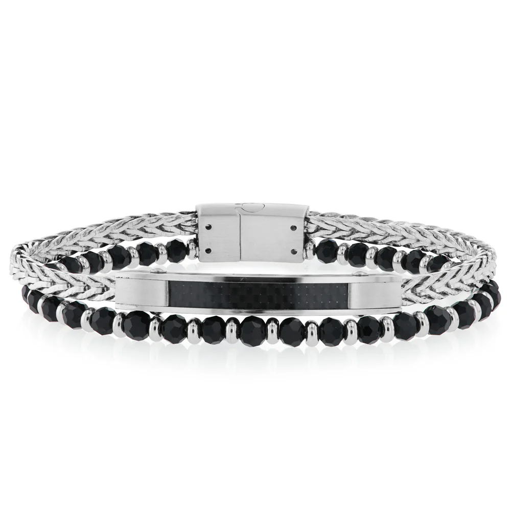 Multi-Strand Beaded Chain Stainless Steel Bracelet
