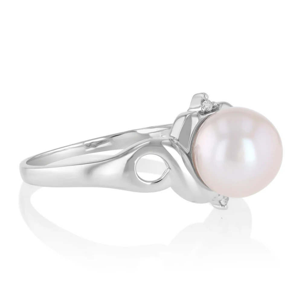 Pearl & Diamond Ring in Sterling Silver - Image 2
