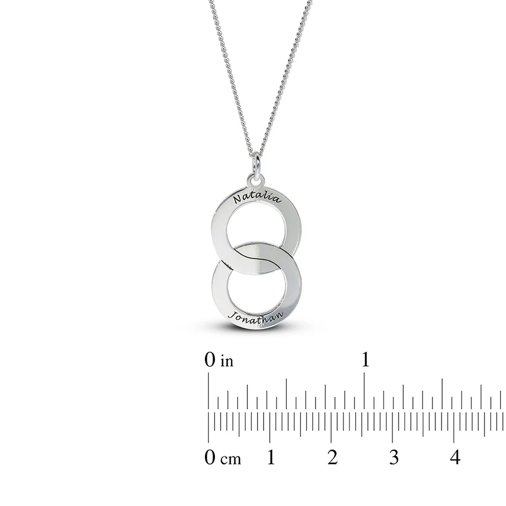 Personalised Engravable Interlinked Circle Necklace on 45cm Chain in Sterling Silver - Image 4