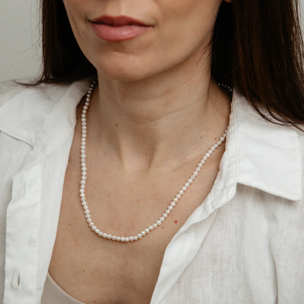 Potato Shape Necklace 50cm Necklace in Sterling Silver - Image 3