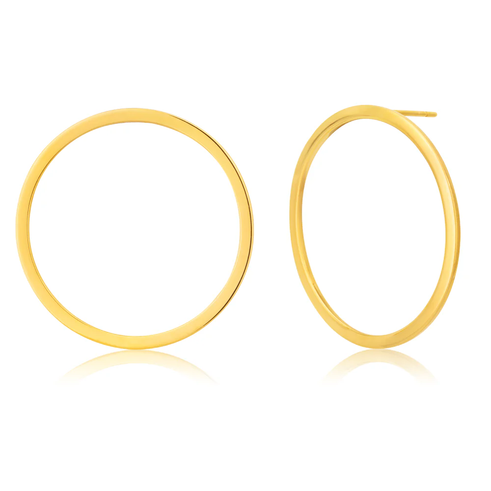 Silverfilled 9ct Yellow Gold Round Cut-Out Stud Earrings
