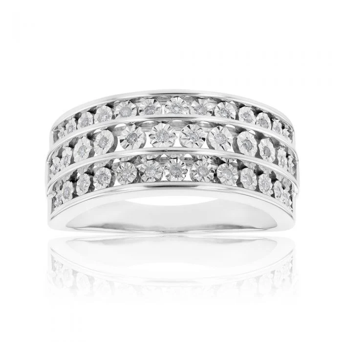 Sterling Silver 15 Points Diamond Dress Ring