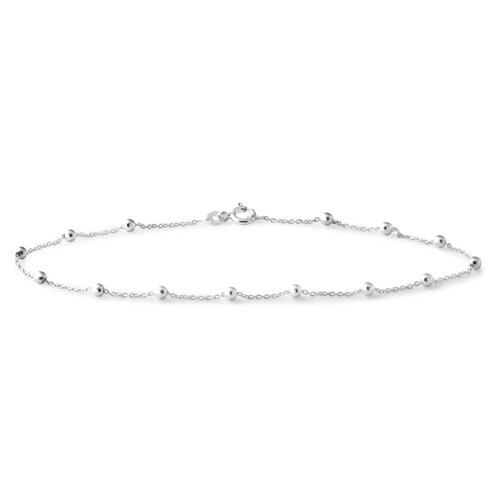 Sterling Silver 25cm Ball and Trace Chain Anklet