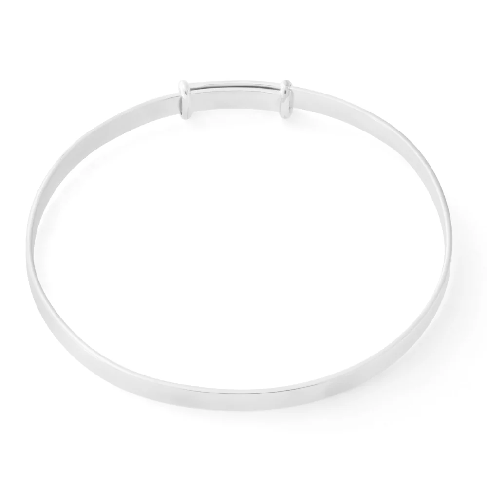 Sterling Silver 50mm Plain Expandable Baby Bangle - Image 2