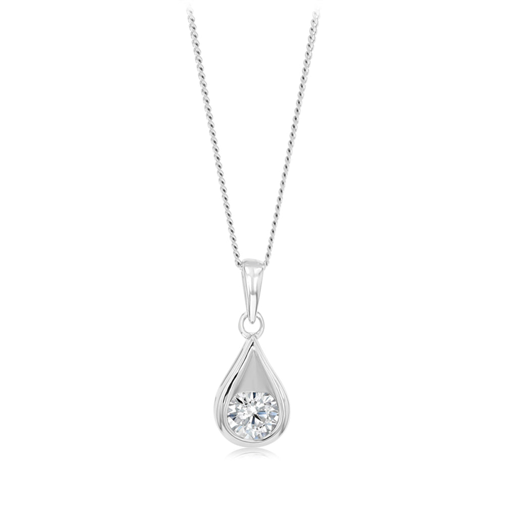 Sterling Silver Cubic Zirconia Teardrop Pendant