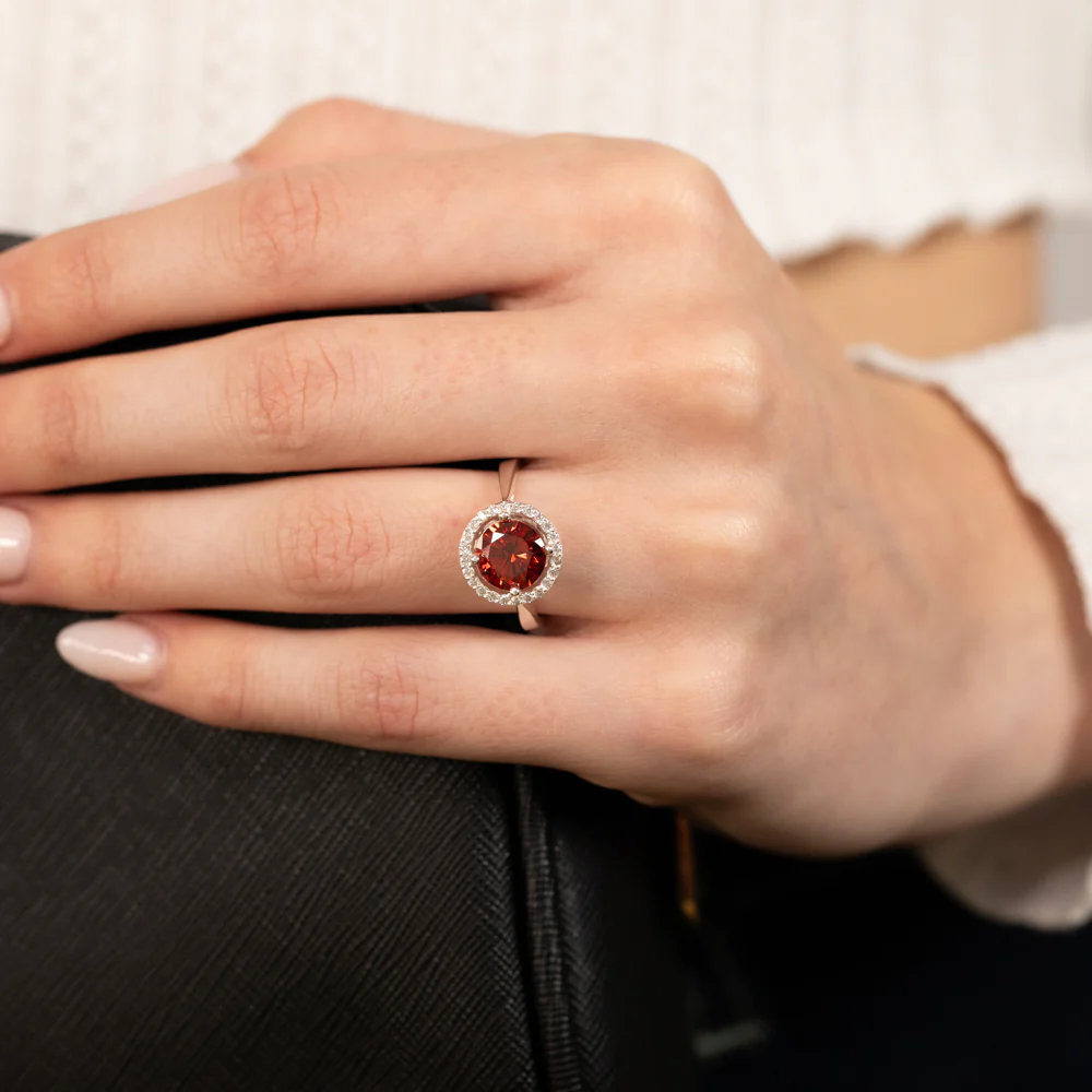 Sterling Silver Fancy White And Garnet Zirconia Ring - Image 3