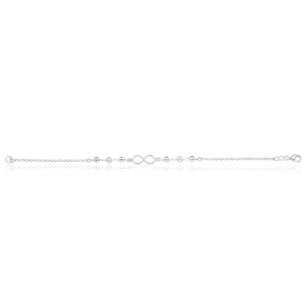 Sterling Silver Infinity and Simulated Pearl Fancy Bracelet 19cm - Image 2