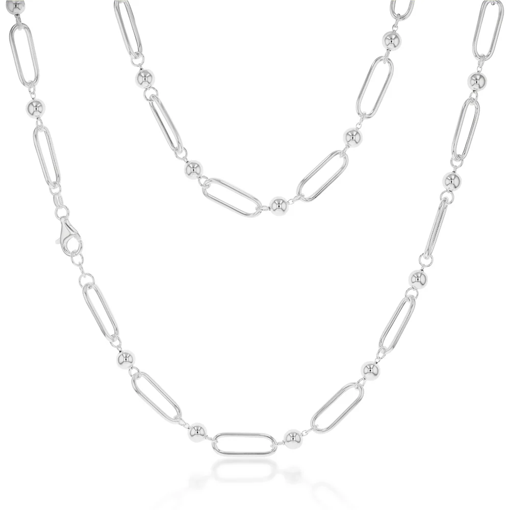 Sterling Silver Link And Ball Fancy 60cm Chain