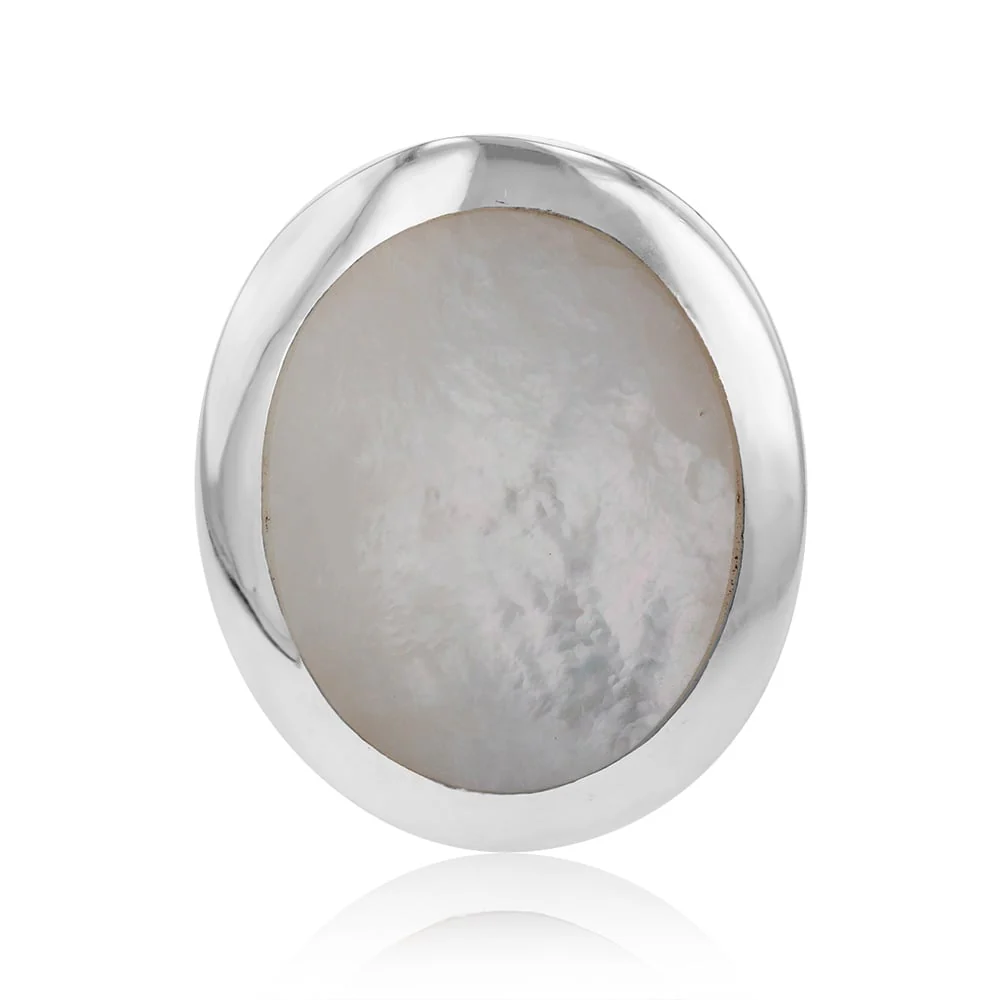 Sterling Silver Mother Of Pearl Round Ring