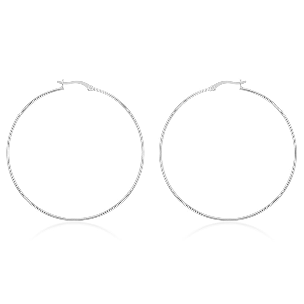 Sterling Silver Plain 60mm Hoop Earrings