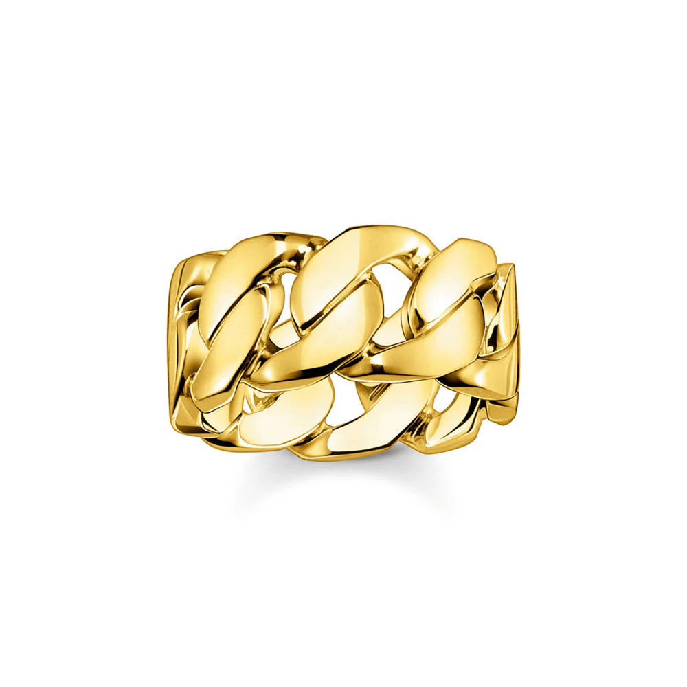Thomas Sabo Rebel Sterling Silver Gold Plated Flat Curb Ring