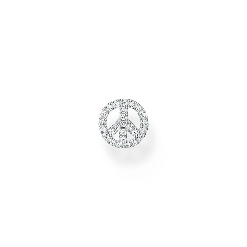 Thomas Sabo Sterling Silver Charm Club Peace CZ Stud Earring *1 Piece Only*