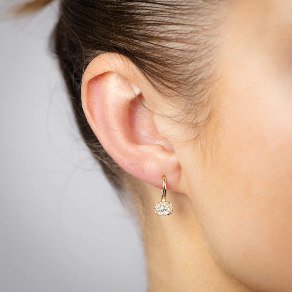 Zirconia Drop Earrings in 9ct Yellow Gold